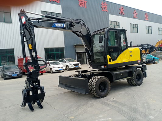 China Mechanic Wheel Type Excavator Dengan Grapple Untuk Kayu Atau Rumput