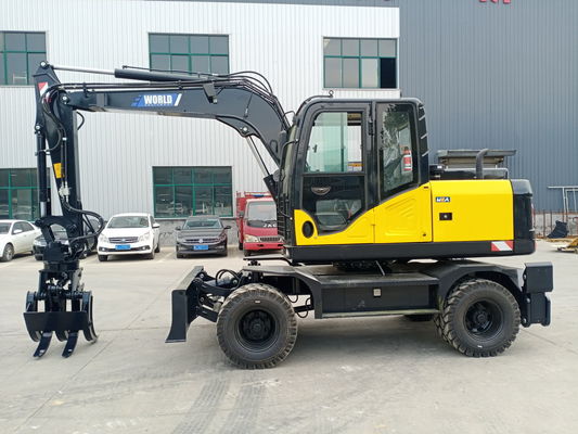 China Mechanic Wheel Type Excavator Dengan Grapple Untuk Kayu Atau Rumput