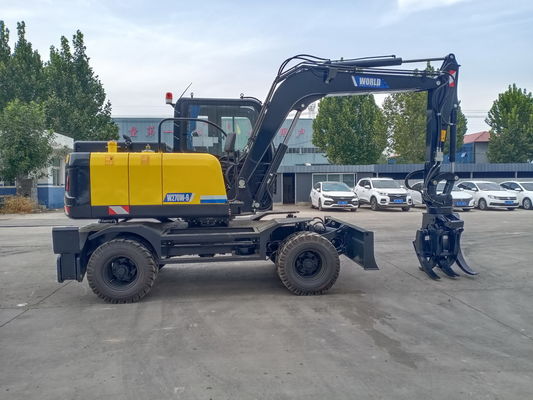 China Mechanic Wheel Type Excavator Dengan Grapple Untuk Kayu Atau Rumput