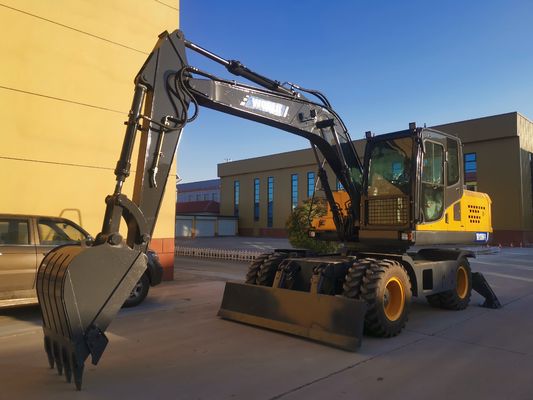 China Mechanic Wheel Type Excavator Dengan Grapple Untuk Kayu Atau Rumput