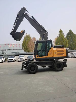 Mini Log Grapple Wheel Backhoe Excavator 0.6cbm Untuk Teknik Perbandaran