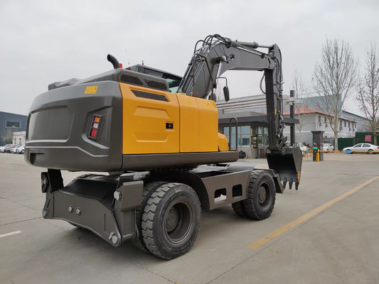 Mini Log Grapple Wheel Backhoe Excavator 0.6cbm Untuk Teknik Perbandaran