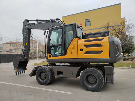 Mini Log Grapple Wheel Backhoe Excavator 0.6cbm Untuk Teknik Perbandaran