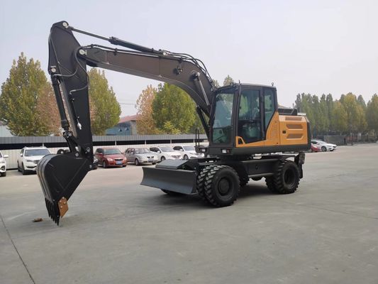 Mini Log Grapple Wheel Backhoe Excavator 0.6cbm Untuk Teknik Perbandaran