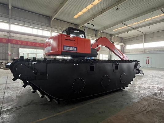 China Top Brand Tidak Digunakan Amfibi Excavator HK150SD Dengan 0,25 M3 Mesin Pembersih Sungai Long Reach Boom