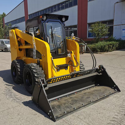 45kw Small Skid Steer Loader Penggerak Empat Roda Otomatis Dengan Ember